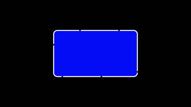 Solid Blue Rounded Rectangle Shape with White Outline on Black Background rounded corners