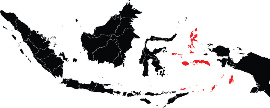Maluku Islands Region on the Map of Indonesia