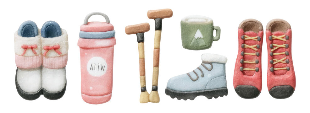 Essential Hiking Gear for Snow Adventures in Charming Art Style