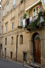 Architecture, narrow street in the old town of middle Italy