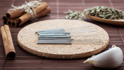 Acupuncture needles and traditional medicine ingredients for holistic healing and alternative medicine