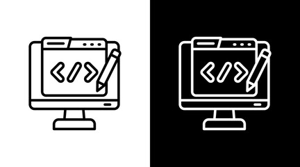 Code Writer With Icon Set Design