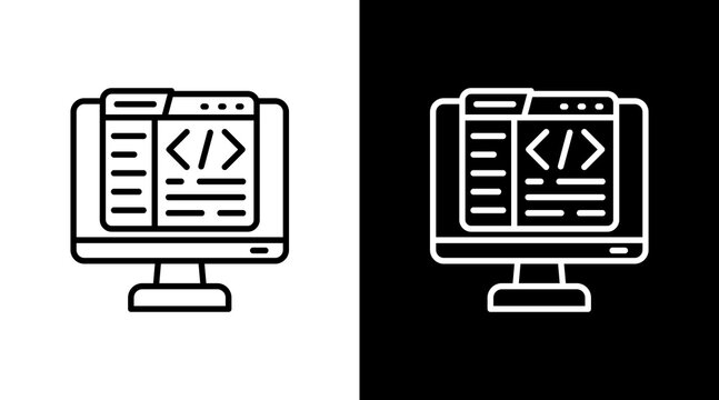 Code Editor With Icon Set Design