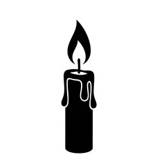Silhouette of a burning candle with dripping wax, isolated on transparent background