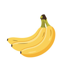 Stylized Trio of Yellow Bananas with Brown Tips and Stems, Curved and Clustered