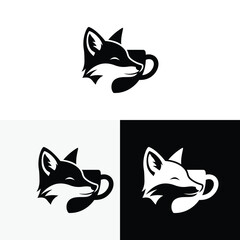 Obraz premium Coffee Cup Simple and Minimal Fox Logo design