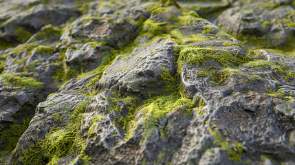 Closeup of moss growing on rocks, creating a natural and textured surface