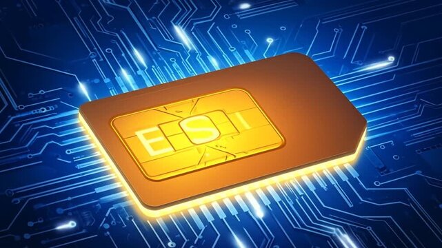 Embedded SIM Card Visualized on a Circuit Board, A Modern Tech Concept
