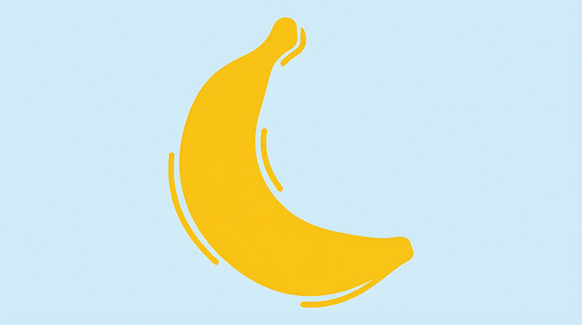 Vibrant Yellow Banana Illustration on Light Blue Background.