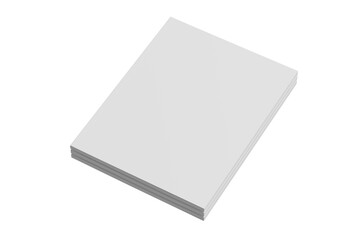 US Letter Magazine White Blank 3D Rendering Transparent Background Mockup PNG