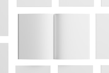 US Letter Magazine White Blank 3D Rendering Transparent Background Mockup PNG