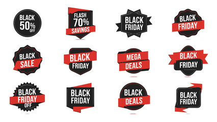 Get ready for Black Friday deals with these eye catching sale badges and stickers to promote your business and drive sales for your store today