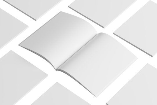 US Letter Magazine White Blank 3D Rendering Transparent Background Mockup PNG