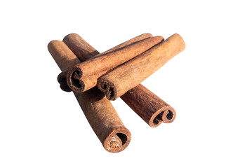 cinnamon sticks on white background