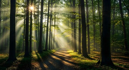 Fototapeta premium Forest Path in Morning Light