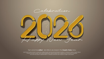 Happy New Year 2026 logo design with elegant color combination