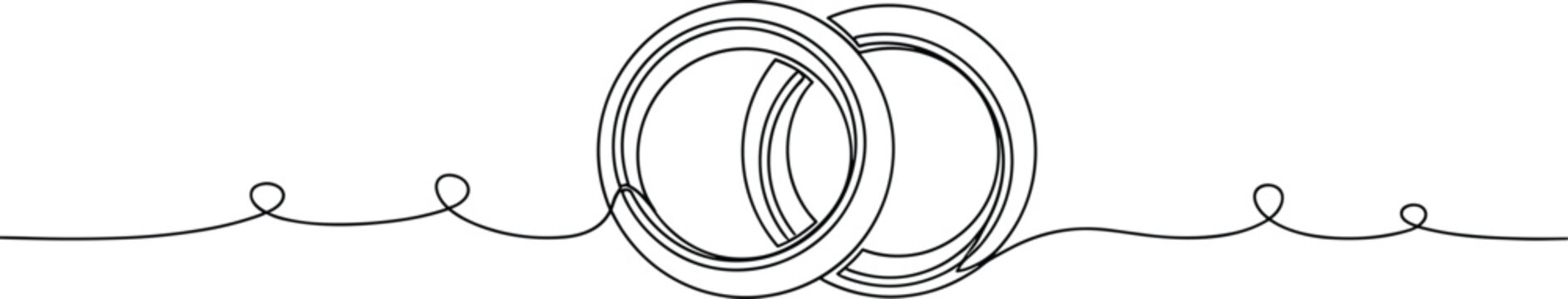 Intertwined Rings Symbolizing Unity and Commitment in a Minimalist Line Art Style