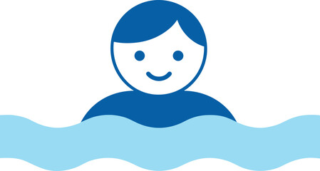Simple Flat Style Swimmer Person in Water Swimming Icon