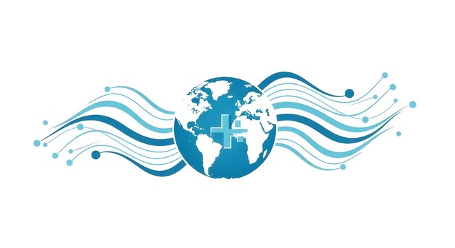 Global healthcare network delivering innovative solutions worldwide with a modern connected design, perfect for technology or medical concepts