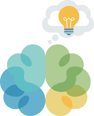 Flat Style Colorful Brain With Lightbulb Icon Idea Concept Design