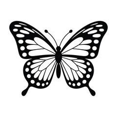 Elegant black and white butterfly silhouette with intricate wing patterns