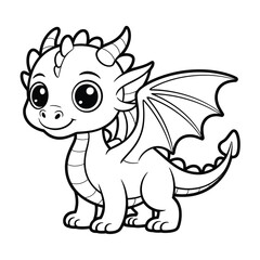 Cute baby dragon outline drawing for coloring pages