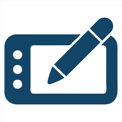 Digital Drawing Tablet Icon with Stylus in Motion