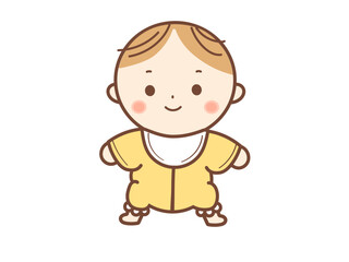黄色いお洋服の赤ちゃんイラスト