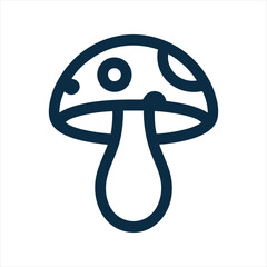 Minimal Line Art Mushroom Icon with Bold Cap