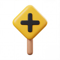 Obraz premium 3d icon of a crossroad intersection sign isolated on a white background, symbolizing traffic warning, junction, road network, meeting point, and decision