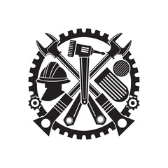 Set Of Construction hardware industrial tools silhouette vector art file- 8