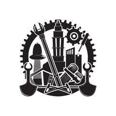 Set Of Construction hardware industrial tools silhouette vector art file- 5