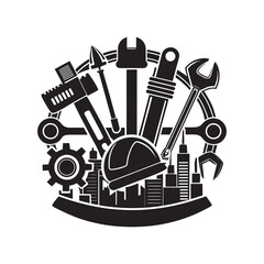 Set Of Construction hardware industrial tools silhouette vector art file- 4