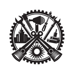 Set Of Construction hardware industrial tools silhouette vector art file-3