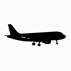 Simple silhouette vector illustration of an airplane in clean style
