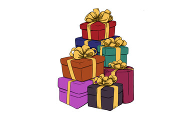 illustration of a pile of the latest and best Christmas gifts