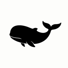 Simple silhouette vector illustration of a whale in smooth bold style