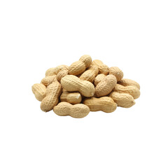 Pile of raw peanuts in shells, healthy snack, isolated on white isolated on transparent background