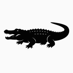 Simple silhouette vector illustration of a crocodile in bold style