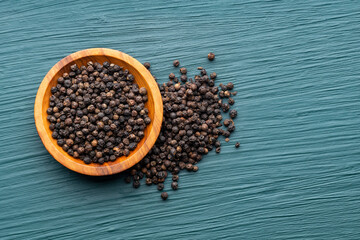 Aromatic black pepper in a bowl - Piper nigrum