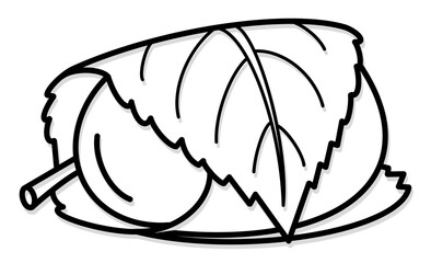 桜の葉に包まれた和菓子・桜餅のイラストアイコン素材