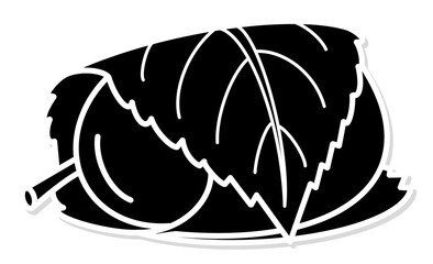 桜の葉に包まれた和菓子・桜餅のイラストアイコン素材