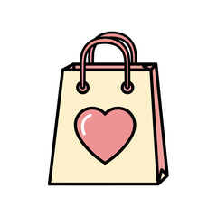 Cute Shopping Bag with Heart Icon &ndash; Love and Gift Illustration