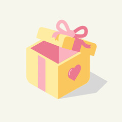 Open Gift Box with Ribbon &ndash; Cute Present Illustration