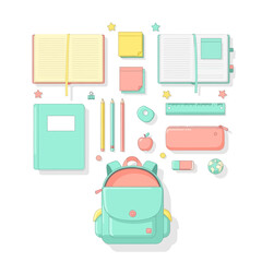 Colorful School Supplies Set Illustration