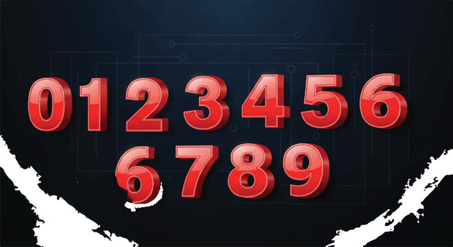 Red numbers zero to nine on a dark background.