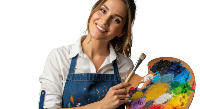 Artist with paint palette isolated on transparent background - Powered by Adobe