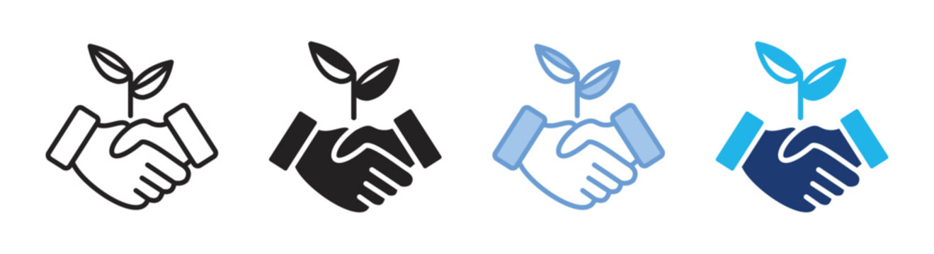 Handshake icon set multiple style collection