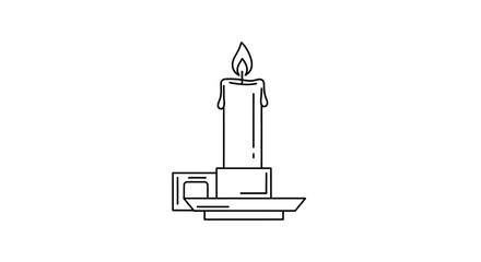 Obraz premium Simple line art illustration of a candle on a holder