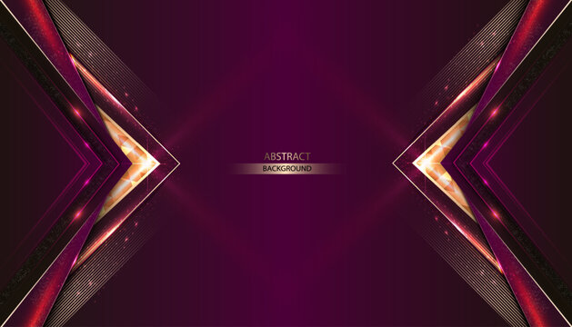 Luxury Red Purple Design Abstract Background With V Golden Triagle Shapes and Lines